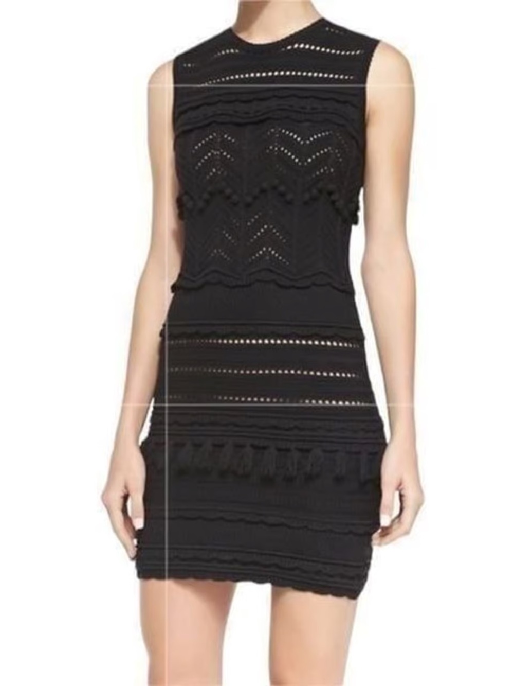 Isabel Marant Etoile Shelly Black Crochet Sleeveless Mini Dress